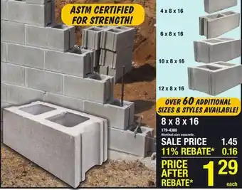 Menards 8 x 8 x 16 Regular Construction Block offer