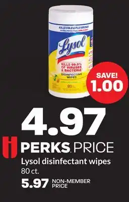 Hy-Vee Lysol disinfectant wipes offer
