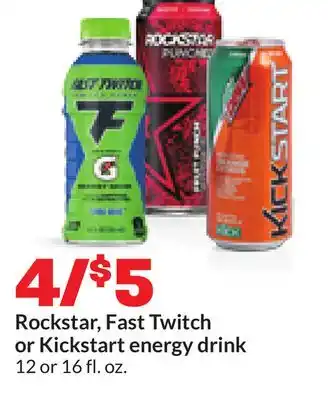Hy-Vee Rockstar, Fast Twitch or Kickstart energy drink offer