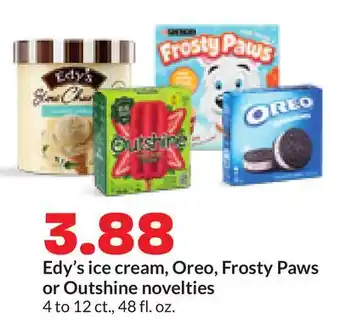 Hy-Vee Edy's ice cream, Oreo, Frosty Paws or Outshine novelties offer