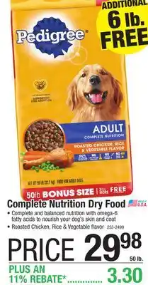 Menards Pedigree Complete Nutrition Chicken, Rice & Vegetable Dry Dog Food - 44 lb offer