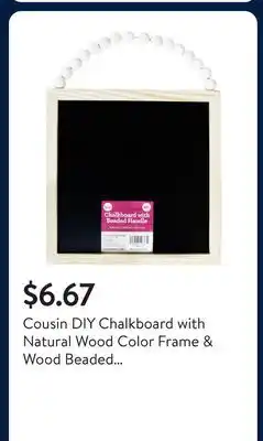 Walmart Cousin DIY Chalkboard with Natural Wood Color Frame & Wood Beaded Handle, Square 10x10 in, Lots of Character offer