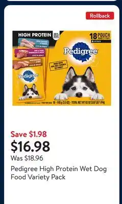 Walmart Pedigree High Protein Wet Dog Food Variety Pack offer