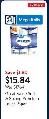 Walmart Great Value Soft & Strong Premium Toilet Paper offer