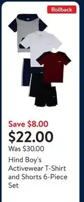 Walmart Hind Boy's Activewear T-Shirt and Shorts 6-Piece Set offer