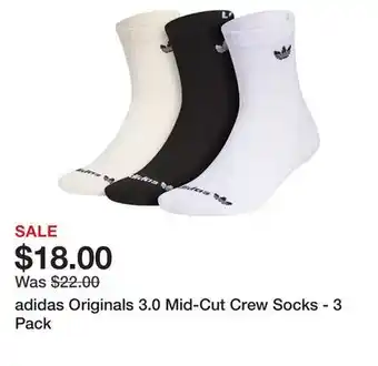 Dick's Sporting Goods adidas Originals 3.0 Mid-Cut Crew Socks - 3 Pack offer