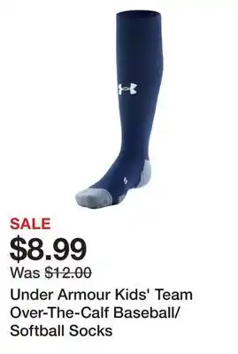 Dick's Sporting Goods Under Armour Kids' Team Over-The-Calf Baseball/Softball Socks offer