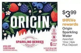 Kinney Drugs Origin Sparkling Water offer