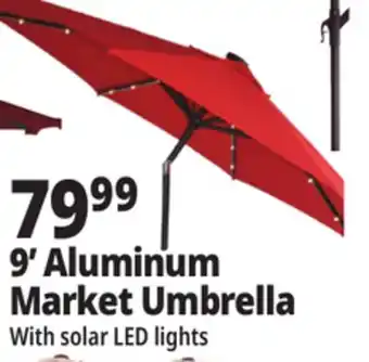 Ocean State Job Lot 9' Aluminum Market Umbrella with Solar LED Lights offer