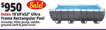 Ocean State Job Lot Intex 18'x9'x52 Ultra Frame Rectangular Pool offer