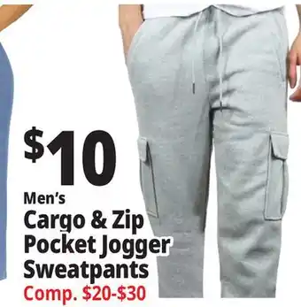Ocean State Job Lot Men's Cargo & Zip Pocket Jogger Sweatpants offer