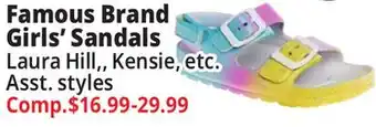 Ocean State Job Lot Famous Brand Girls' Sandals offer