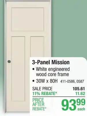 Menards Mastercraft 30W x 80H Primed Smooth 2-Panel Arch Raised Interior Door System - Right Inswing offer