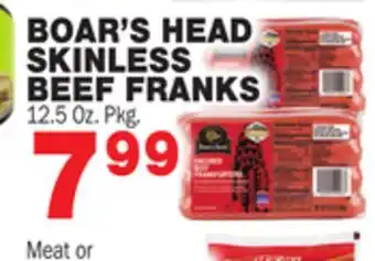 Bravo Supermarkets BOAR'S HEAD SKINLESS BEEF FRANKS offer