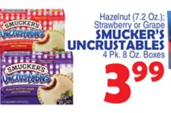 Bravo Supermarkets SMUCKER'S UNCRUSTABLES 4 PK. 8 OZ. BOXES offer