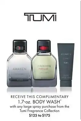 Boscov's BODY WASH with Tumi Fragrance Collection offer