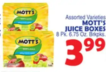 Bravo Supermarkets MOTT'S JUICE BOXES offer