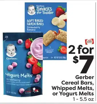 Weis Markets Gerber Cereal Bars, Whipped Melts, or Yogurt Melts offer