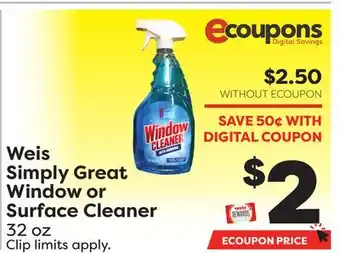 Weis Markets Weis Simply Great Window or Surface Cleaner offer