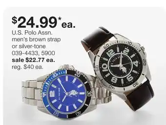 JC Penney U.S. Polo Assn. men's brown strap or silver-tone offer