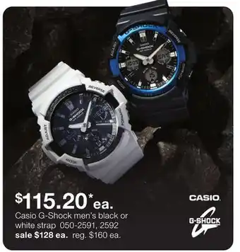 JC Penney Casio G-Shock men's black or white strap offer