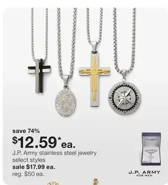 JC Penney J.P. Army stainless steel jewelry offer