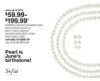 JC Penney Certified cultured freshwater pearl 6mm-8.5mm studs‡ or 6mm-7.5mm strands◊ offer