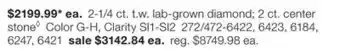 JC Penney 2-1/4 ct. t.w. lab-grown diamond 2 ct. center stone◊ Color G-H, Clarity SI1-SI2 offer