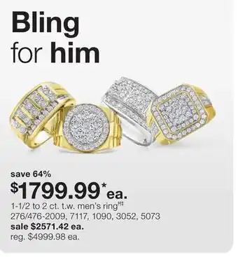 JC Penney 1-1/2 to 2 ct. t.w. men's ringĦ‡ offer