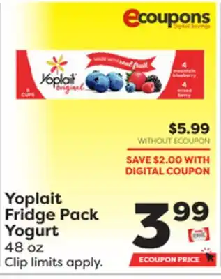 Weis Markets Yoplait Fridge Pack Yogurt offer