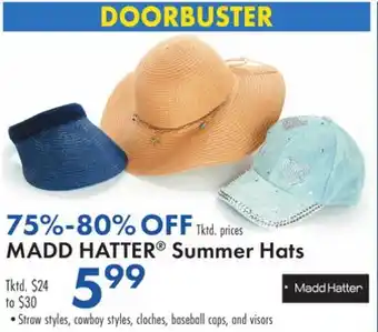 Boscov's MADD HATTER Summer Hats offer