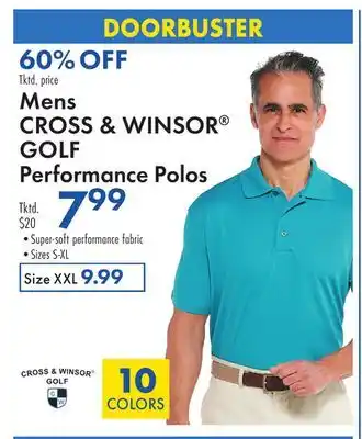 Boscov's Mens CROSS & WINSOR GOLF Performance Polos offer