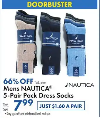 Boscov's Mens NAUTICA 5-Pair Pack Dress Socks offer