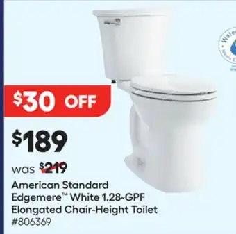 Lowe's White 1.28-GPF Elongated Chair-Height Toilet offer