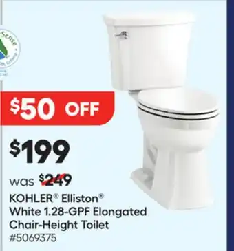 Lowe's Elliston White 1.28-GPF Elongated Chair-Height Toilet offer