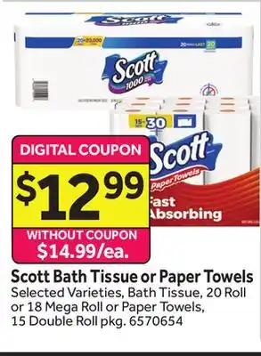Stop&Shop Scott Bath Tissue or Paper Towels offer