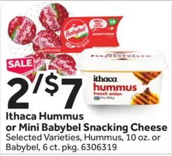 Stop&Shop Ithaca Hummus or Mini Babybel Snacking Cheese offer