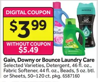 Stop&Shop Gain, Downy or Bounce Laundry Care offer