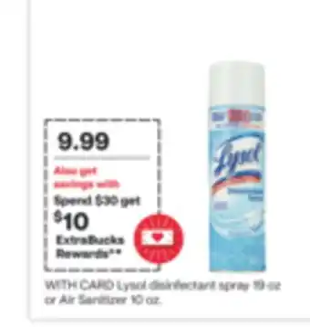 CVS Lysol disinfectant spray 19 oz or Air Sanitizer 10 oz offer