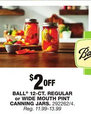 Blain's Farm & Fleet BALL 12-CT. REGULAR or WIDE MOUTH PINT CANNING JARS offer