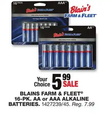 Blain's Farm & Fleet BLAINS FARM & FLEET 16-PK. AA or AAA ALKALINE BATTERIES offer