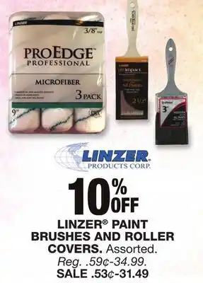 Blain's Farm & Fleet LINZER PAINT BRUSHES AND ROLLER COVERS offer