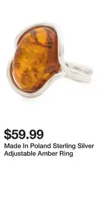 TJ Maxx Made In Poland Sterling Silver Adjustable Amber Ring offer