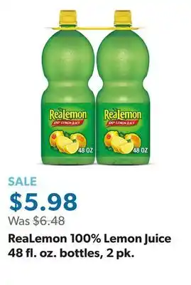 Sam's Club ReaLemon 100% Lemon Juice 48 fl. oz. bottles, 2 pk offer