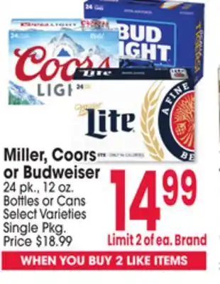 Jewel-Osco Miller, Coors or Budweiser offer