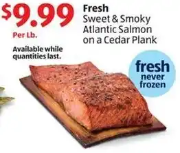 Aldi Fresh Sweet & Smoky Atlantic Salmon on a Cedar Plank offer