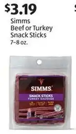 Aldi Simms Beef or Turkey Snack Sticks offer