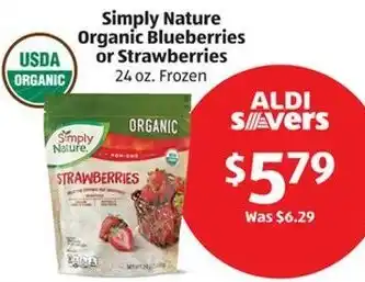 Aldi Simply Nature Organic Blueberries or Strawberries offer