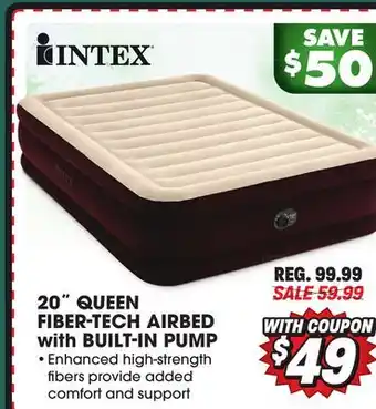 Big 5 Intex 20 Queen Fiber-Tech Airbed with Built-in Pump offer