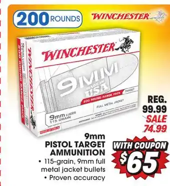 Big 5 Winchester 9mm 200-Round Pistol Target Ammunition offer